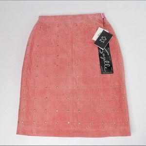 Suzelle Vintage Leather Suede Coral Skirt